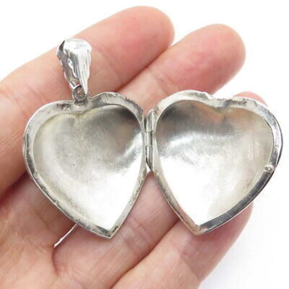 CHARLES WINSTON 925 Sterling Silver Vintage Engraved Heart Locket Pendant - Picture 2 of 7